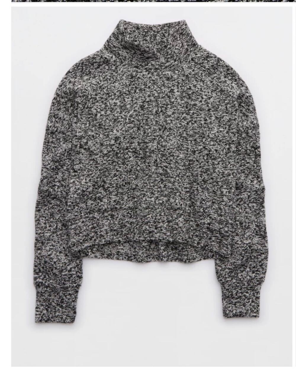 OFFLINE By Aerie Snowday Mock Neck Sweater Black White Cropped Boxy sz L